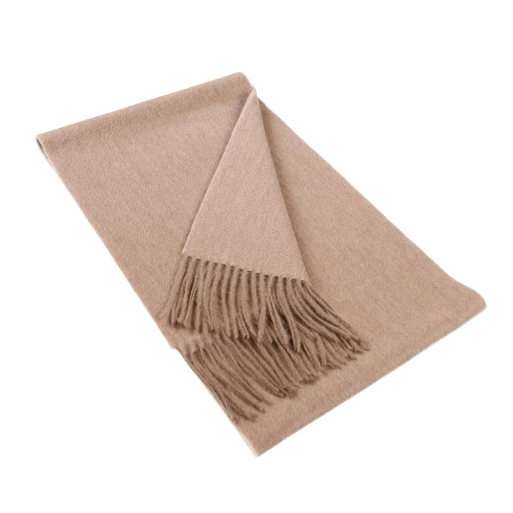 Beige plain cashmere scarf for women Paris (1)